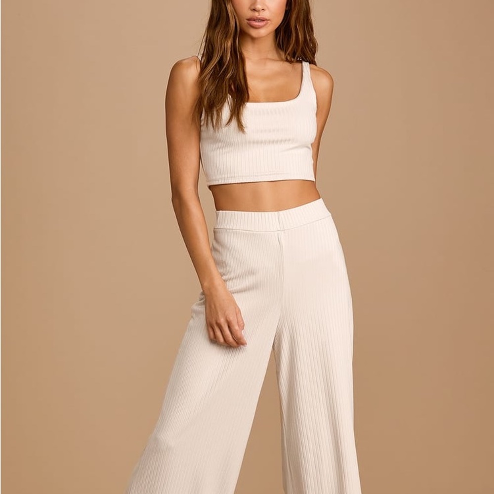 Ribbed Wide-Leg Pants